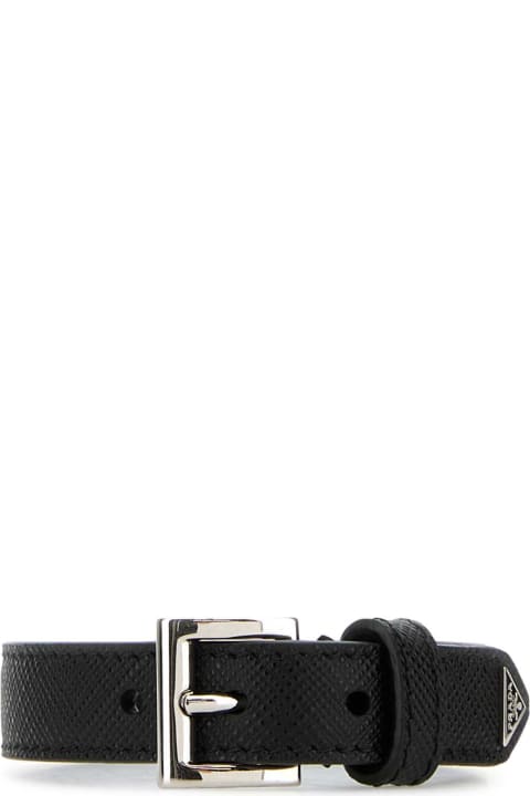 Bracelets for Men Prada Black Leather Bracelet