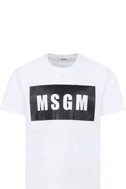 Sale for Kids MSGM White T-shirt For Kids With Logo