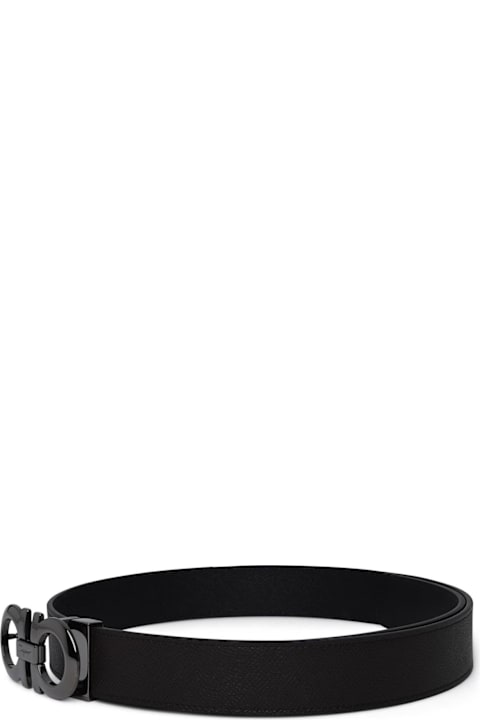Ferragamo Belts for Men Ferragamo Hammered Leather Reversible Belt