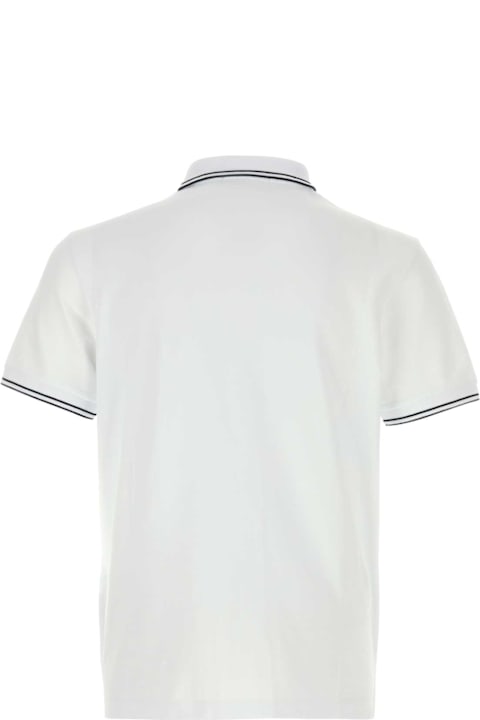 Stone Island ملابس علوية لـ القسم الرجالي Stone Island White Stretch Piquet Polo Shirt