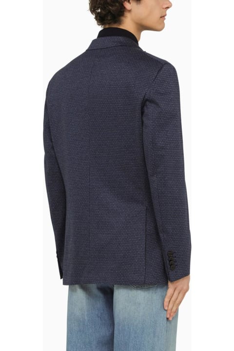 Etro Coats & Jackets for Men Etro Blue Jacquard Single-breasted Jacket