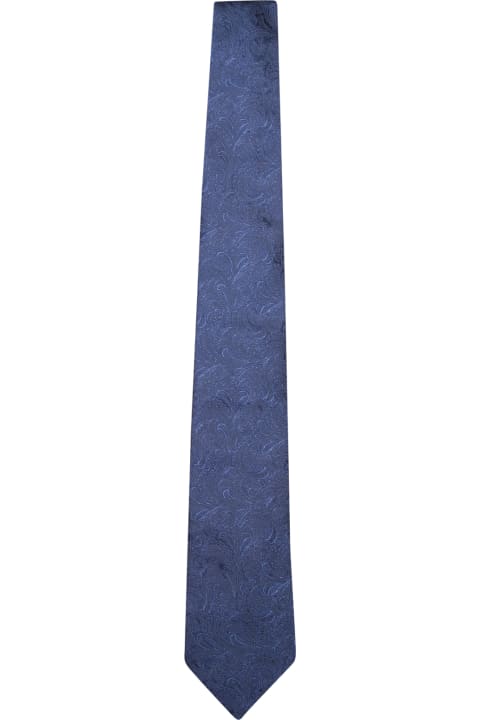Brunello Cucinelli Ties for Men Brunello Cucinelli Paisley Motif Blue Tie