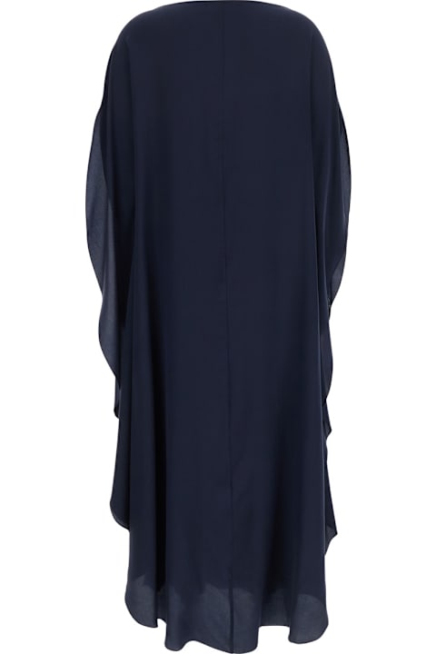 Gianluca Capannolo Dresses for Women Gianluca Capannolo 'iris' Midnight Blue Dress With Round Neck And Wide Sleeves In Silk Woman