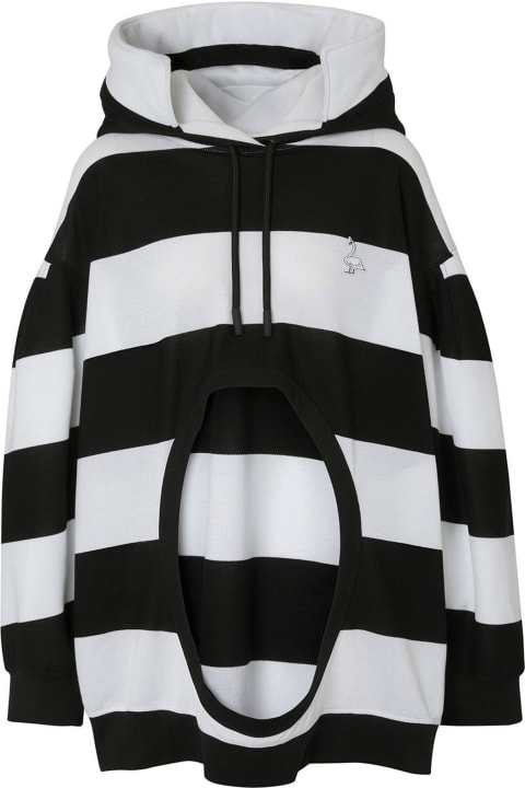 Burberry Men Burberry Cut-out Striped Hooded Sweatshirt