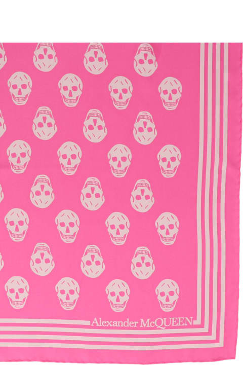 Alexander McQueen Accessories for Women Alexander McQueen Pink Silk Scarf With Skull Pattern
