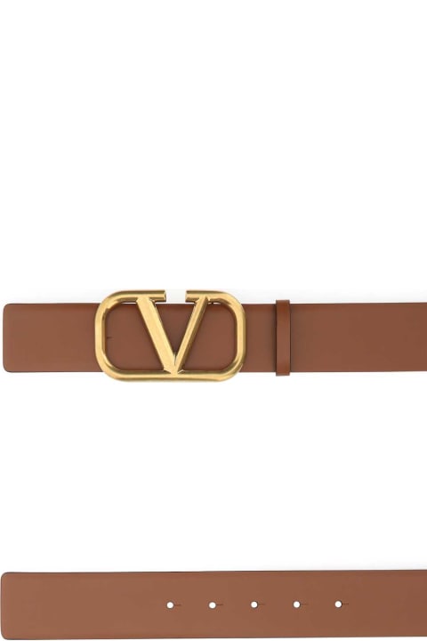 Valentino Garavani Belts for Men Valentino Garavani Brown Leather Vlogo Belt