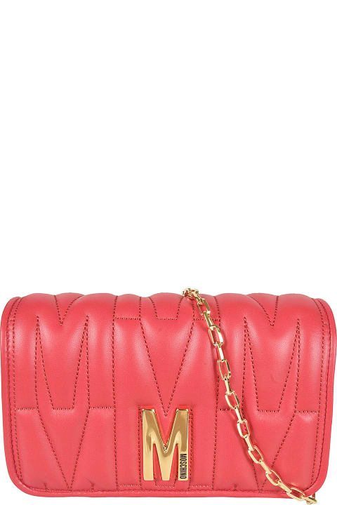 Fashion for Women Moschino M Plaque Quilted Flap Chain Shoulder Bag