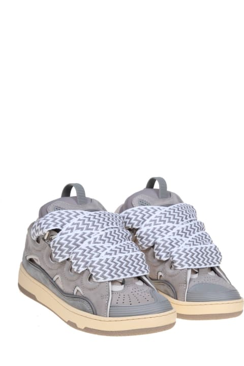 Sneakers for Men Lanvin Curb Sneakers In Suede And Gray Fabric