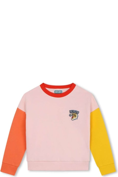 Kenzo Kids Sweaters & Sweatshirts for Girls Kenzo Kids Pink Sweater With Tiger Patch In Cotton Girl