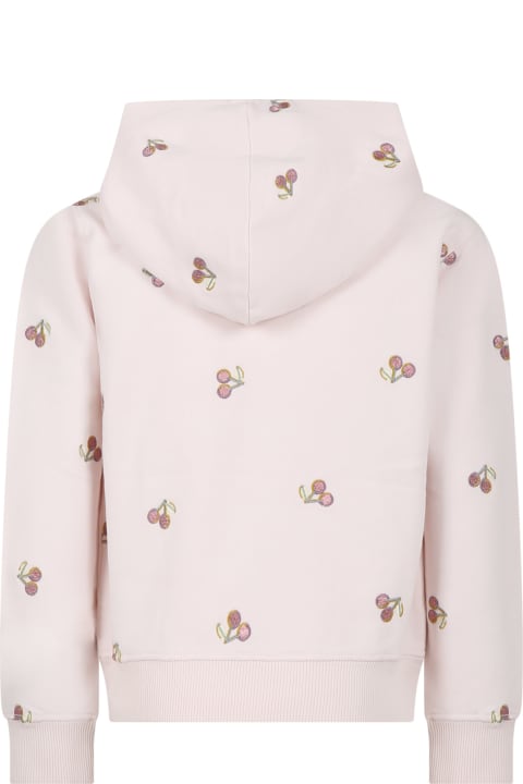 Sweaters & Sweatshirts for Girls Bonpoint Pink Sweatshirt For Girl With All-over Cherries