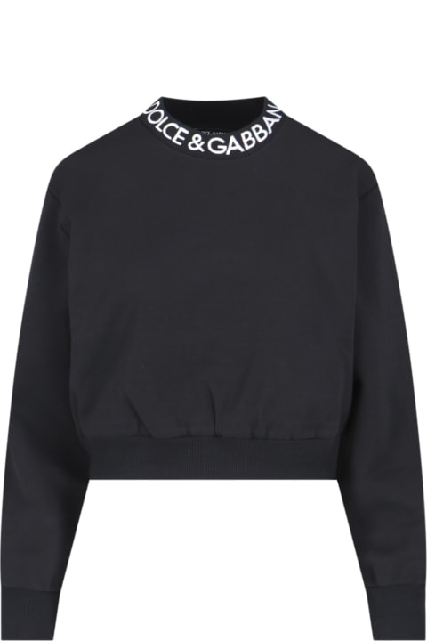 Dolce & Gabbana Fleeces & Tracksuits for Women Dolce & Gabbana Logo Embroidered Crewneck Sweatshirt