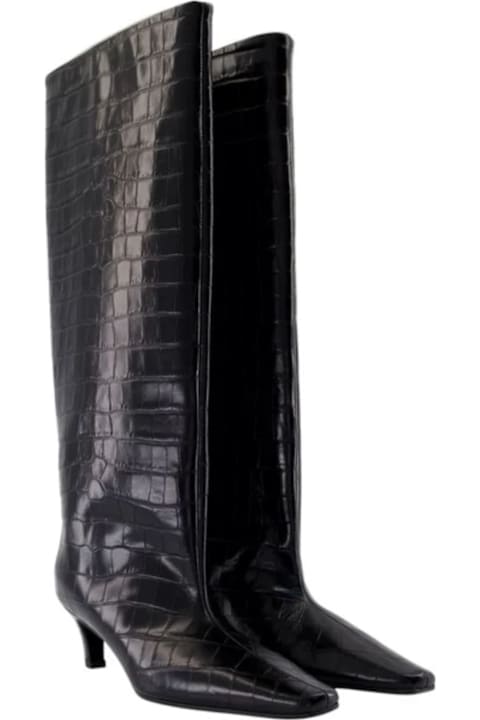 Totême for Kids Totême Crocodile Embossed Wide Leg Boot