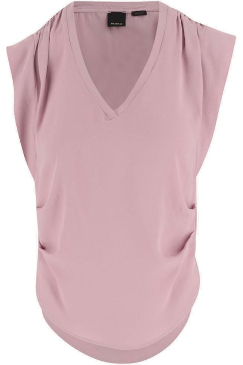 Pinko for Women Pinko V-neck Curved Hem T-shirt