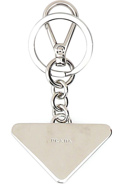 Prada Keyrings for Women Prada Two-tone Leather And Metal Keychain