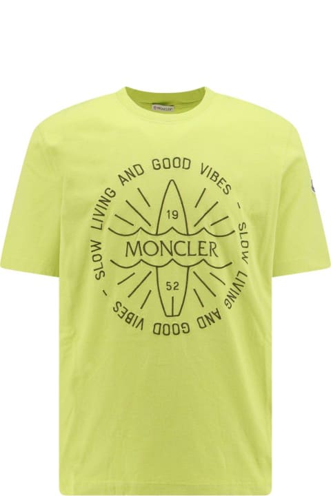 メンズ Monclerのトップス Moncler Logo Embroidered Crewneck T-shirt