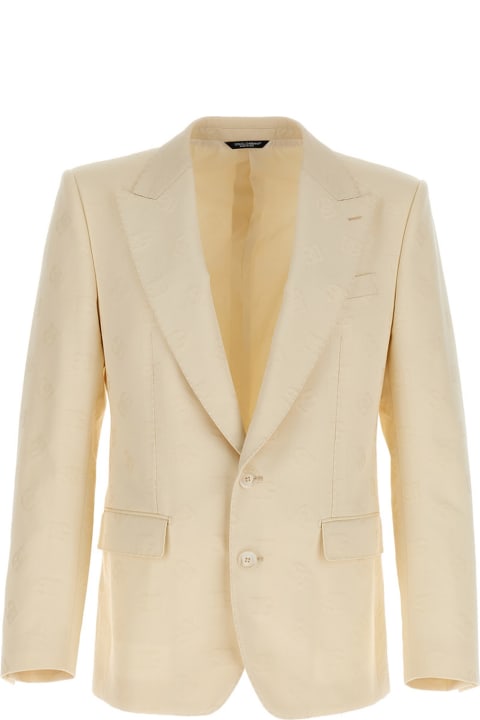 Coats & Jackets for Men Dolce & Gabbana Single-breasted Blazer With Jacquard Logo All-over