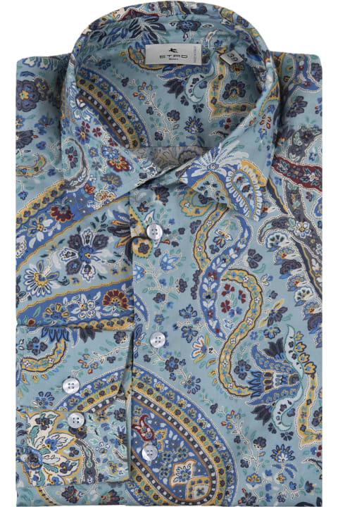 Fashion for Men Etro Light Blue Shirt With Paisley Print