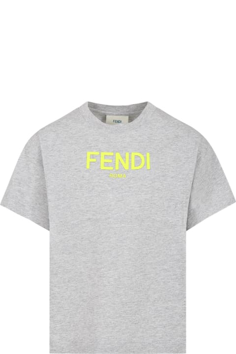 Fendi for Kids Fendi Grey T-shirt For Kids With Logo