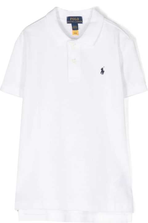Ralph Lauren T-Shirts & Polo Shirts for Boys Ralph Lauren White Piquet Polo With Navy Blue Pony