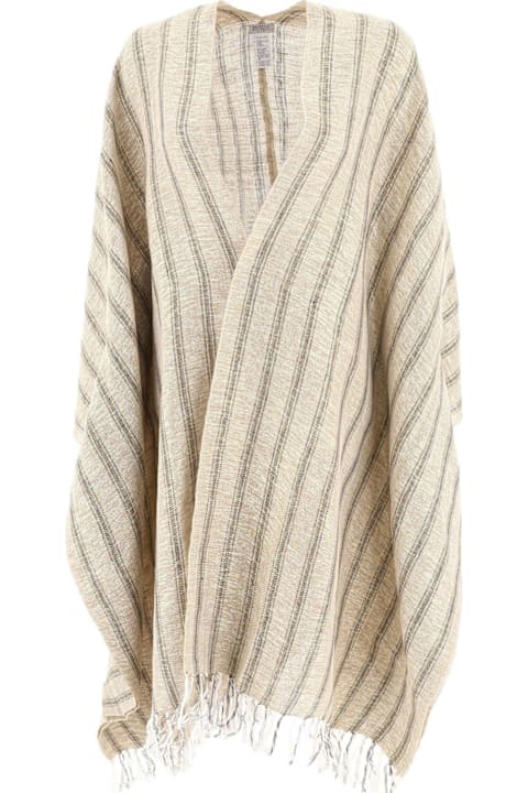 آخر صيحات الموضة من السيدات Brunello Cucinelli Striped Asymmetric Hem Poncho