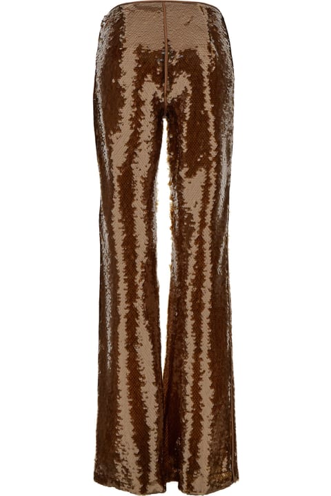 Alberta Ferretti for Women Alberta Ferretti Brown Pants With All-over Sequins In Tech Fabric Woman