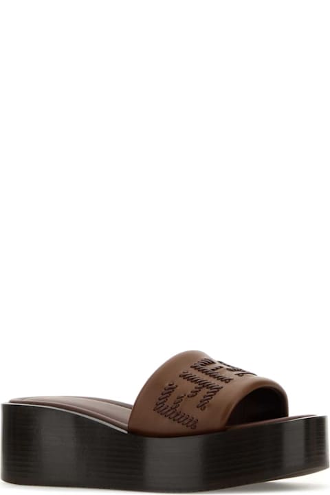 Fendi Shoes for Women Fendi Brown Leather Fendi Sunshine Slippers