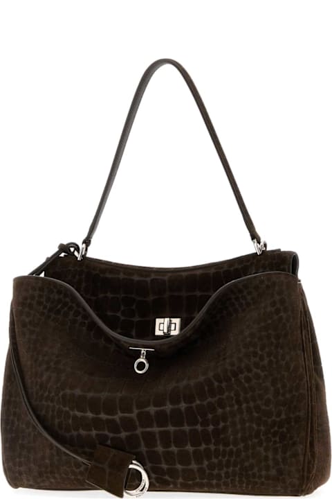 Balenciaga لـ Kids Balenciaga Brown Suede Rodeo Handbag