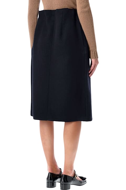 Homeware Prada Prada Chevron Wool Midi Skirt With Bow Detail