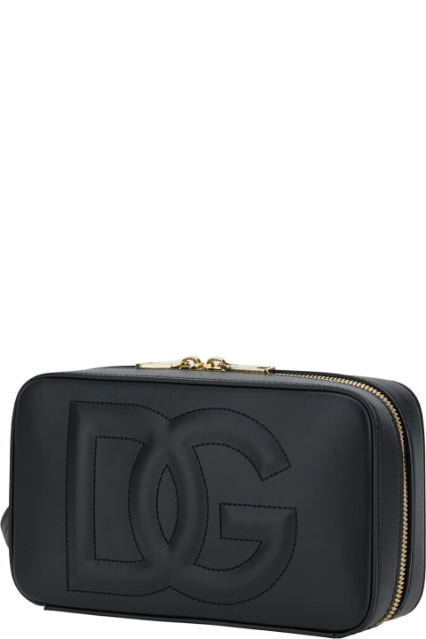 Dolce & Gabbana Clutches for Women Dolce & Gabbana Black Crossbody Bag With Quilted Dg Logo In Leather Woman