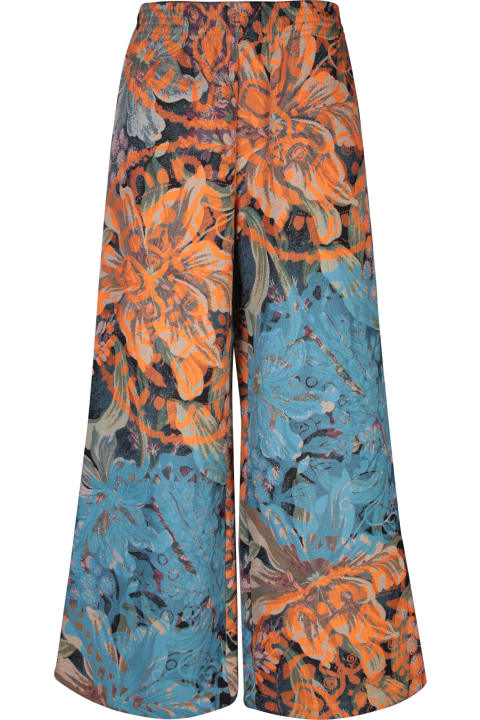 Rianna + Nina Pants & Shorts for Women Rianna + Nina Melina Light Blu And Orange Brocade Trousers