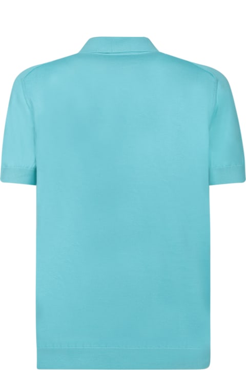 Moorer ملابس علوية لـ القسم الرجالي Moorer Turquoise Sea Island Cotton Polo