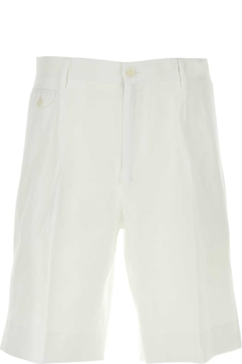 メンズ新着アイテム Dolce & Gabbana White Linen Bermuda Shorts