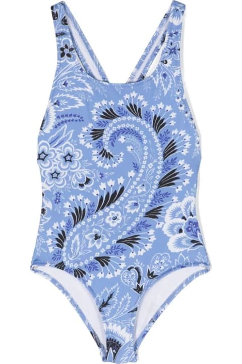 Fashion for Girls Etro Light Blue Swimwear With Paisley Motif