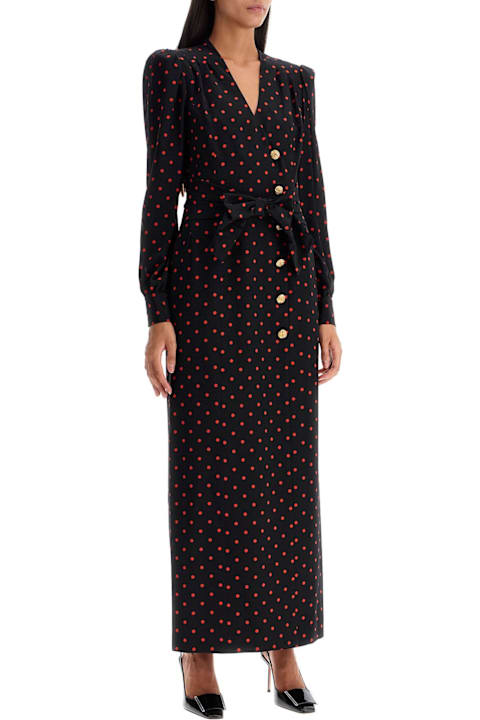 Alessandra Rich Women Alessandra Rich Silk Maxi Dress With Polka Dots