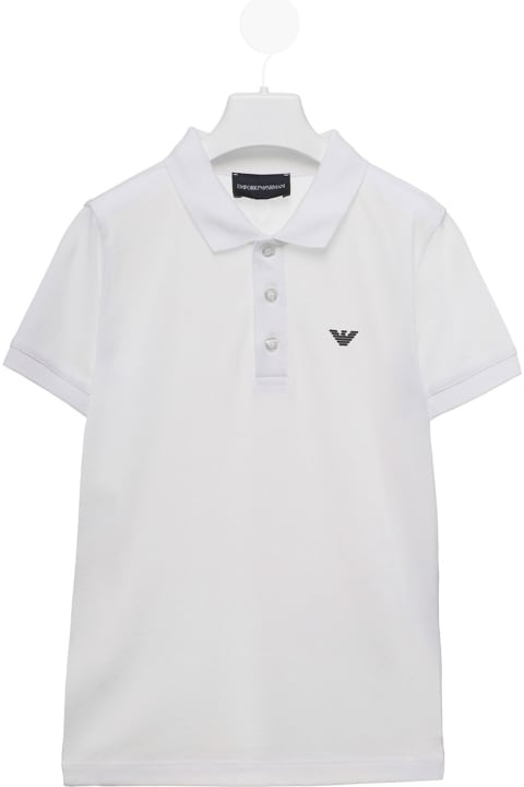 Emporio Armani Kids Baby Boy's White Polo Shirt With Logo