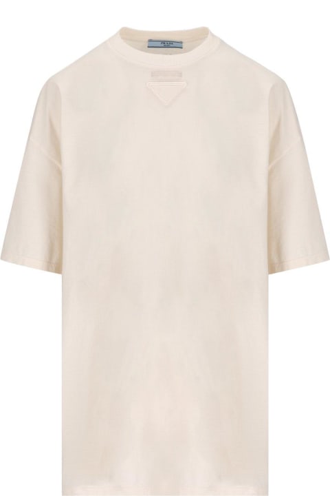 Prada Topwear for Women Prada Logo Triangle Crewneck T-shirt