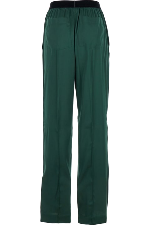 Tom Ford Pants & Shorts for Women Tom Ford Green Relaxed Pants With Logo Detail In Stretch Silk Woman