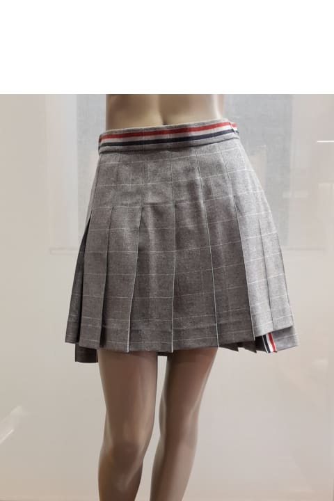 Thom Browne for Women Thom Browne Pleated Flannel Skirt