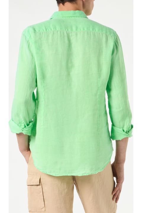 MC2 Saint Barth Shirts for Men MC2 Saint Barth Man Water Color Fluo Green Linen Pamplona Shirt