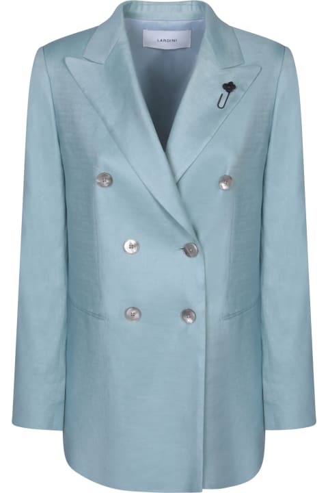 ウィメンズ Lardiniのコート＆ジャケット Lardini Lardini Sky Blue Linen And Viscose Double-breasted Jacket