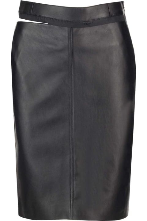 Fendi Women Fendi Leather Midi Skirt