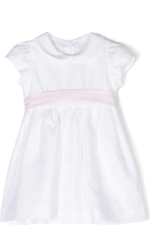 Il Gufo Dresses for Baby Girls Il Gufo White Linen Dress With Pink Belt