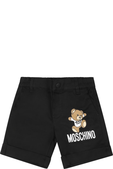 Sale for Baby Girls Moschino Black Shorts For Baby Boy With Teddy Bear And Logo