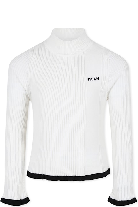 MSGM for Kids MSGM White Turtleneck For Girl With Logo