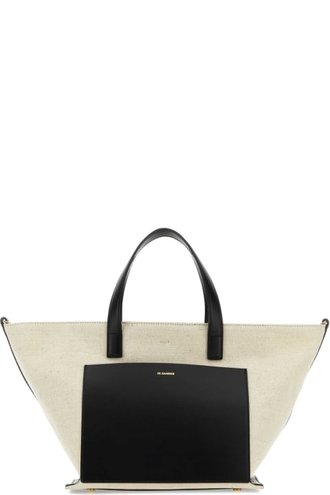 Fashion for Women Jil Sander Two-tone Canvas And Leather Small Wander Square Handbag
