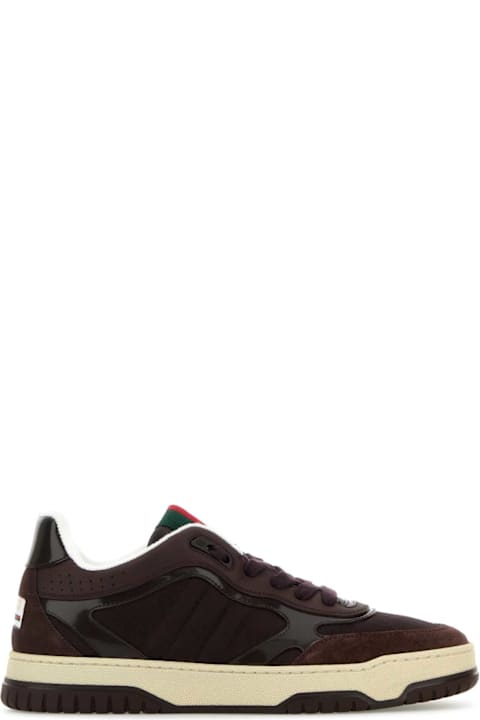 Homeware Gucci Plum Leather And Gg Fabric Gucci Re-web Sneakers