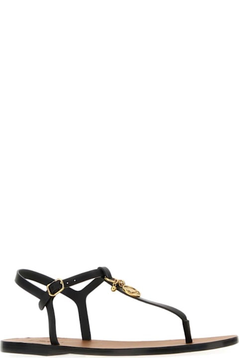 Homeware Chloé Black Leather Chloã© Charms Thong Sandals