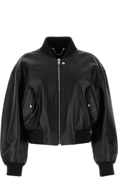 ウィメンズ新着アイテム Gucci Black Leather Bomber Jacket