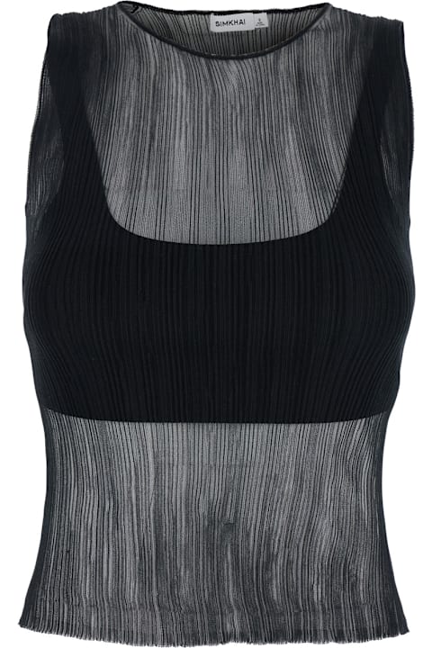 Simkhai for Women Simkhai 'oakley' Black Top With Layered Design And Semi-transparent Effect In Tech Fabric Woman