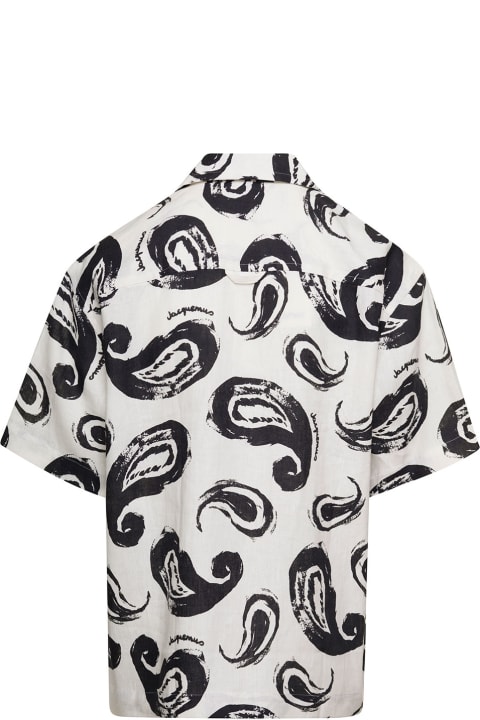 'la Chemise Jean' White Short-sleeves Shirt With Paisley Print In Cotton Man